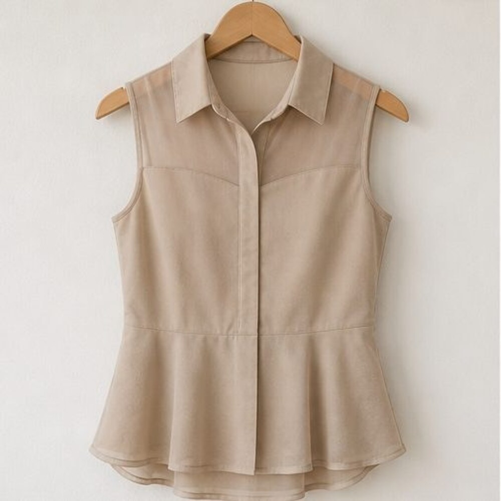 Sand V Neck Top